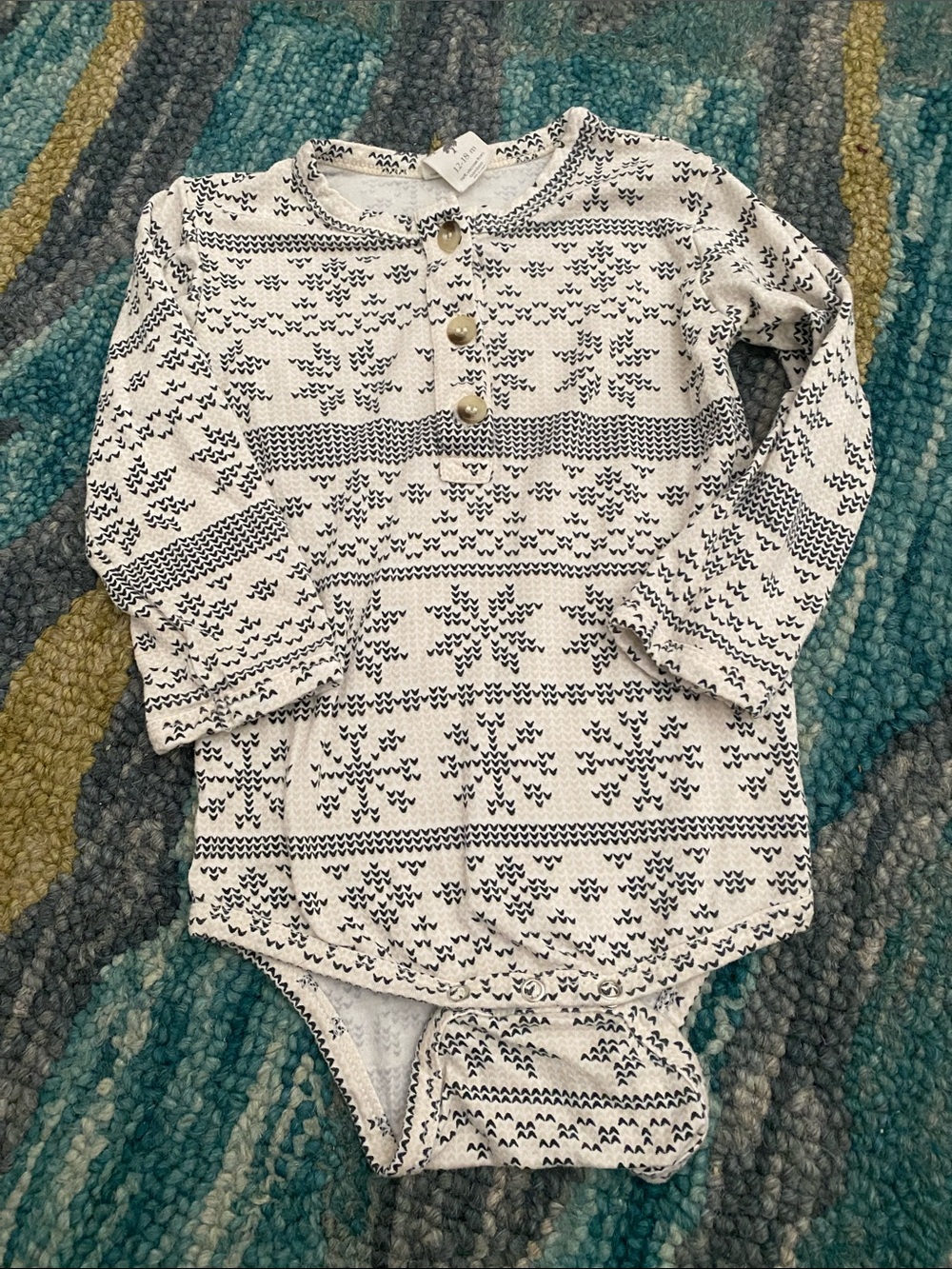 Kate Quinn Knit Snowflake Henley Onesie onesie
